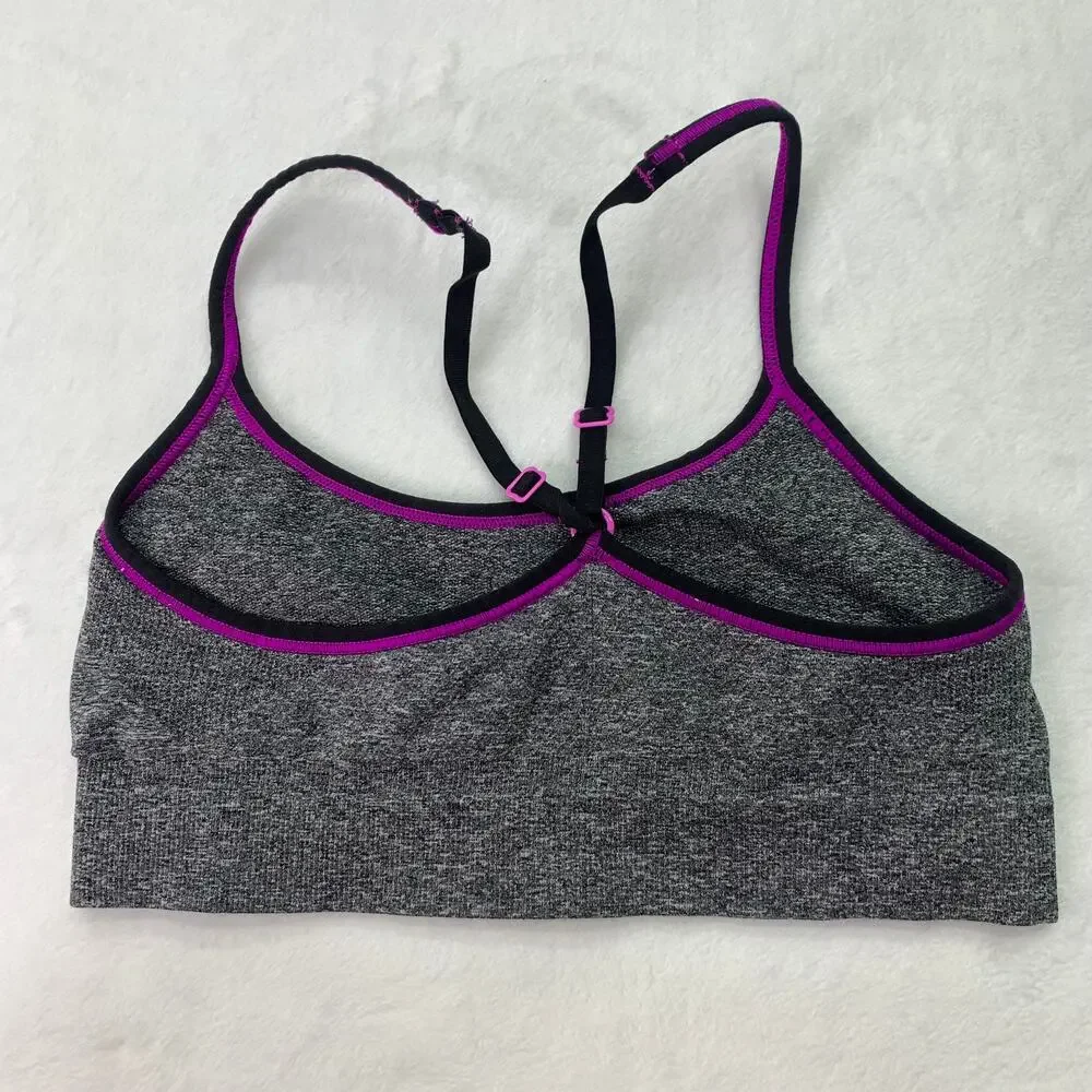 Champion Womens XS Purple Gray Black Racerback Sports Running Bra Bralette